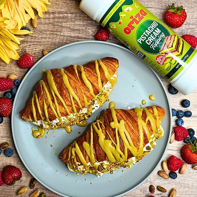 Oriza Pistachio Cream Topping, 28oz Bottle (Pack of 24) – Bulk Pistachio Spread with 30% Pistachios, Palm Oil Free, Non-GMO – Ideal for Cafes, Bakeries & Restaurants-Velvo Beauty