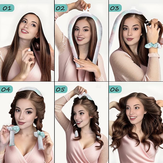 Satin Heatless Curling Set - Hair Rollers for Curls Heatless Hair Curlers & Hot Rollers Hair Curlers to Sleep in Curling Rod Headband Curler (Dream Nebula)-Velvo Beauty