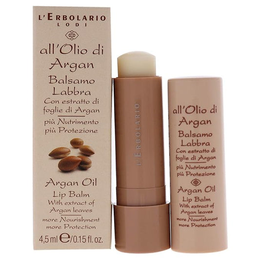 L'Erbolario Argan Oil Lip Balm - For Lips That Are Always Soft And Protected - Nourishing And Compacting Properties - Contains Extract Of Argan Leaves - Natural Origin Ingredients - 0.15 Oz-Velvo Beauty