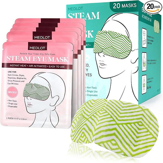 Steam Eye Masks, 20 Packs Heated Eye Mask for Dry Eyes, Puffy Eyes, Dark Circles, Disposable Moist Warm Eye Mask for Sleeping, Relief Eye Fatigue Hot Sleep Eye Mask, Unscented-Velvo Beauty
