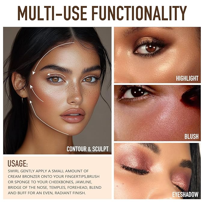 UCANBE Face & Body Cream Bronzer, Natural Coral Warm Sun-Kissed Glow Blusher, Buildable Blendable for Long Lasting Radiant Glow, Luminous Bronzing Highlighting Multi-Use Makeup Palette-Velvo Beauty