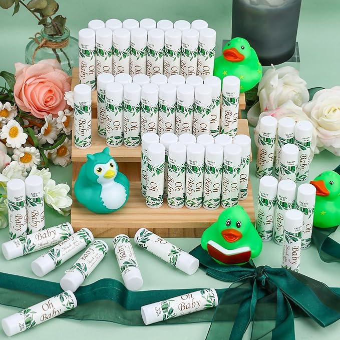 DMSKY 60 Pcs Baby Shower Favors, Lip Balms Bulk Gift for Guests, Boys Girls Games Neutral Gender Reveal Favors, Baby Shower Birthday Party Supplies Basket Gift Stuffers-Velvo Beauty