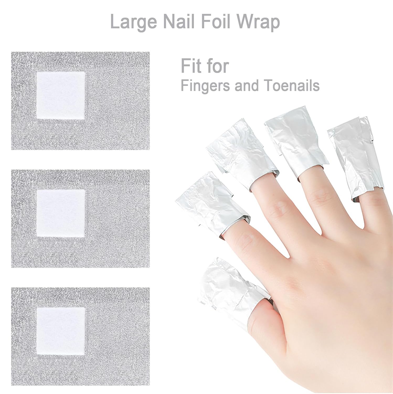 1000PCS Nail Polish Remover Foil Wraps, Nail Polish Remover Wrap with 1.18'' Pre-attached Lint Free Cotton Pads, Foil Wraps Aluminium Soak Off Gel Nail Polish Removal Tool Finger-Velvo Beauty