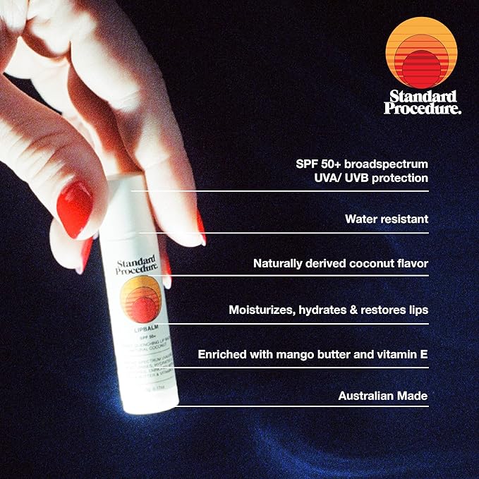 Standard Procedure. Lip Balm SPF 50+, Hydrating Lip Moisturizer For Dry & Cracked Lips, Waterproof, Mango Butter & Vitamin E, 0.17 oz-Velvo Beauty