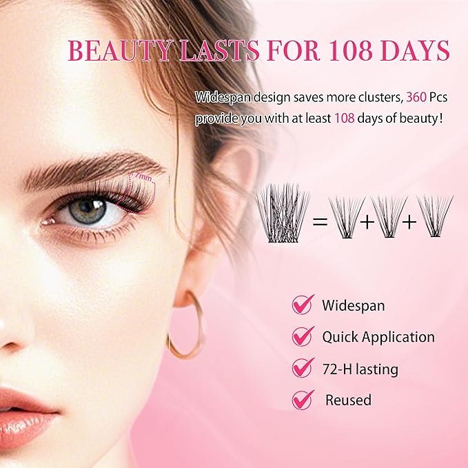 Lash Clusters Kit - Wispy Natural & Manga Spiky Lash Cluster Invisible band 8-16mm Eyelash Clusters Kit D Curl Lash Extension Kit WideSpan with Bond and Seal DIY at Home-Velvo Beauty