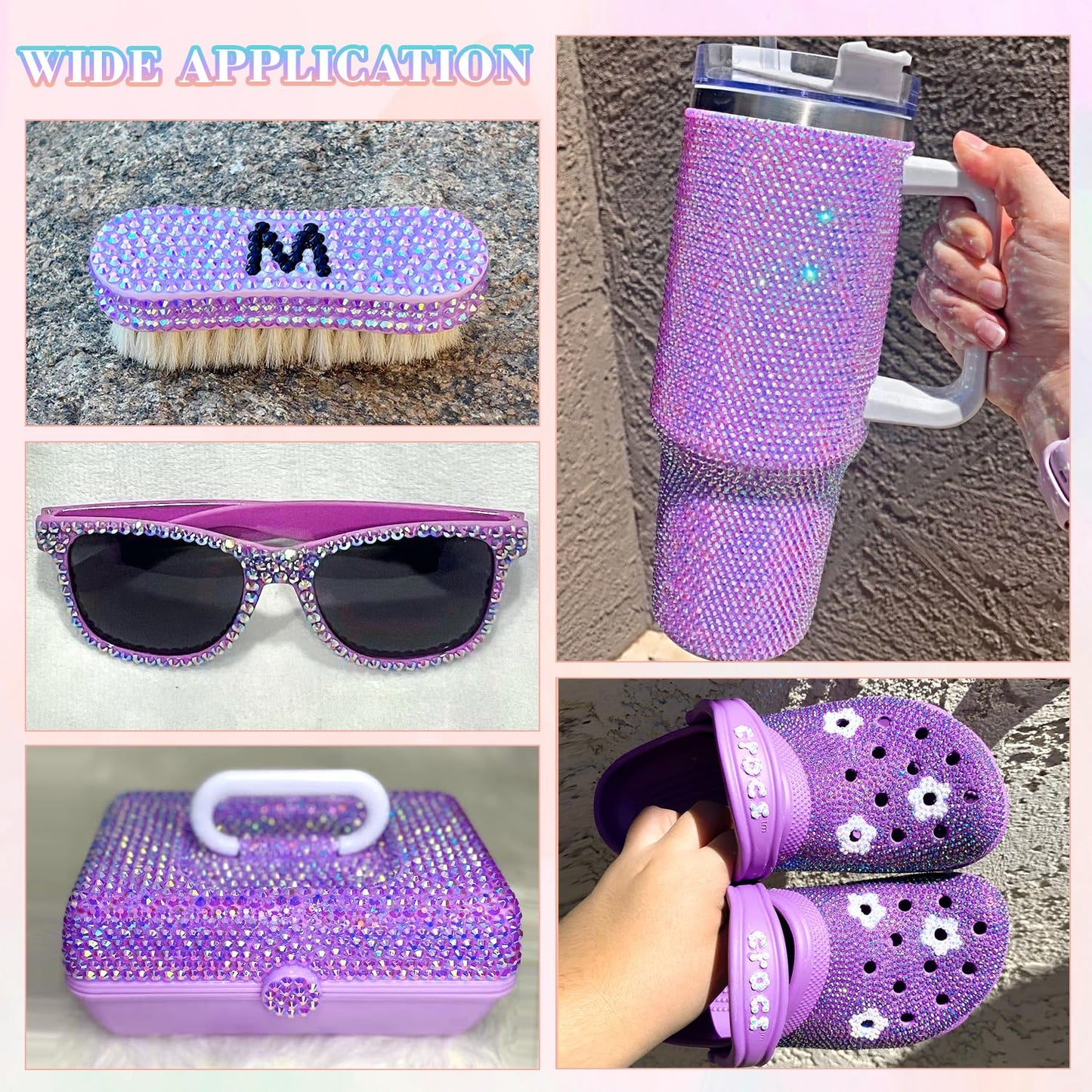 30000Pcs Resin Lavender Purple AB Rhinestones for Bedazzling Crafting with b7000 Jewelry Glue, Bulk Flatback Gems Bedazzler Kit for Crafts Clothes Fabric Nail Diamond Art, Assorted Size 2/3/4/5/6mm-Velvo Beauty