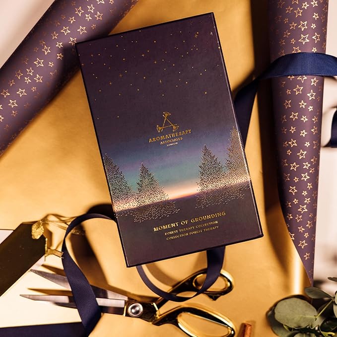 Aromatherapy Associates Moment of Grounding. Luxurious Holiday Gift Set Includes Forest Therapy Bath & Shower Gel, Pure Essential Oil Blend, and Candle (1 count)-Velvo Beauty