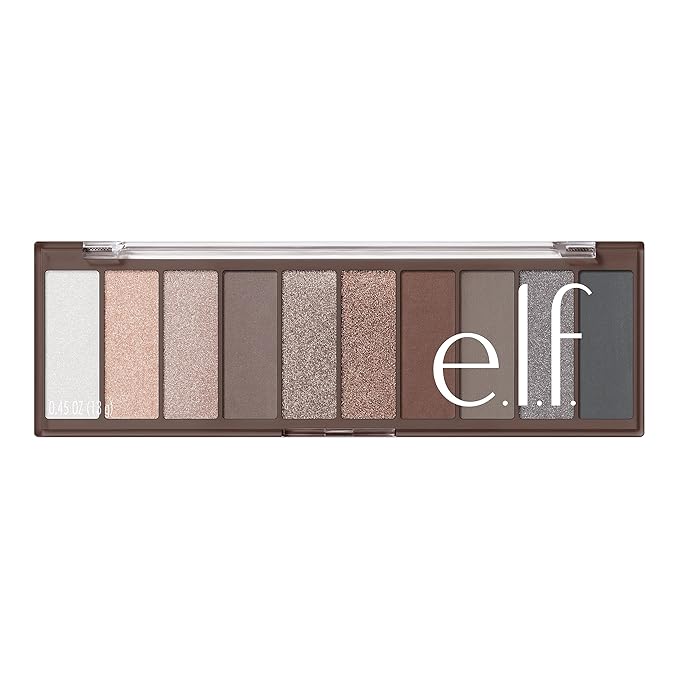 e.l.f. Perfect 10 Eyeshadow Palette, Ten Ultra-pigmented Nude Shades, Blendable Formula, Vegan & Cruelty-free, Everyday Smoky (Packaging May Vary)-Velvo Beauty