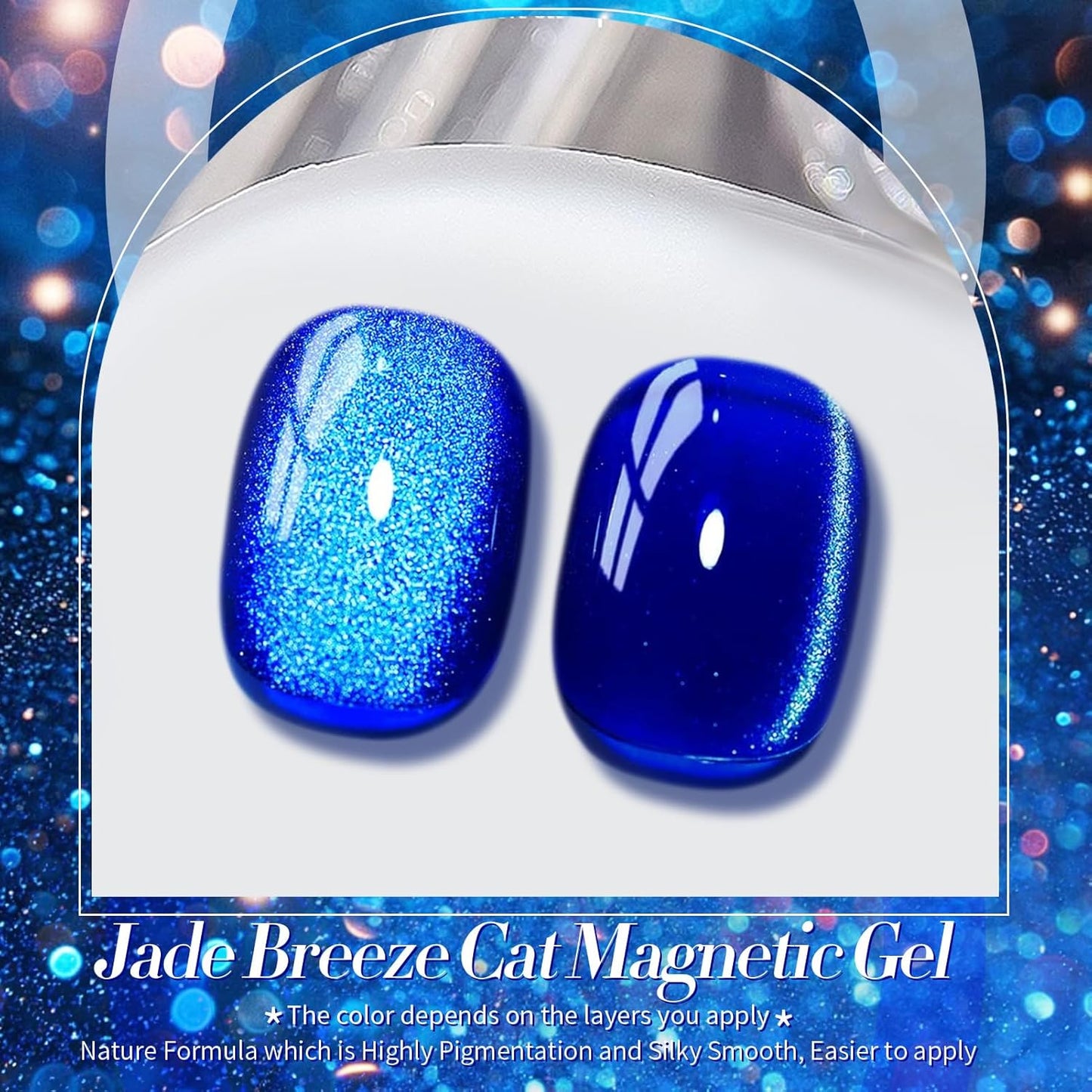 Born Pretty Cat Magnetic Eye Gel Nail Polish, Blue Ore Glitter Cat Magnetic Gel Nail Polish, Holographic Magnetic Nail Polish for Nail Art Manicure Salon DIY at Home 15ML-Velvo Beauty
