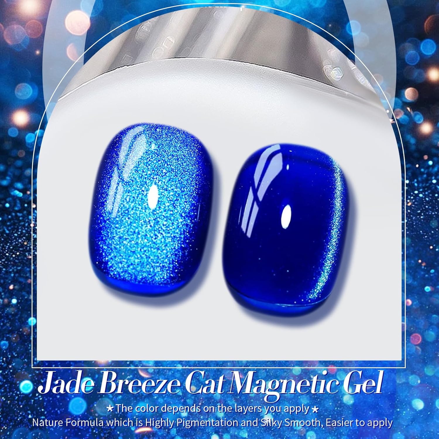 Born Pretty Cat Magnetic Eye Gel Nail Polish, Blue Ore Glitter Cat Magnetic Gel Nail Polish, Holographic Magnetic Nail Polish for Nail Art Manicure Salon DIY at Home 15ML-Velvo Beauty