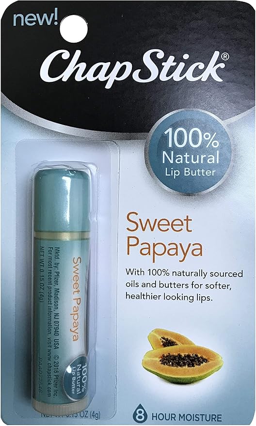 ChapStick 100% Natural Lip Butter Sweet Papaya 0.15 oz (Pack of 2)-Velvo Beauty
