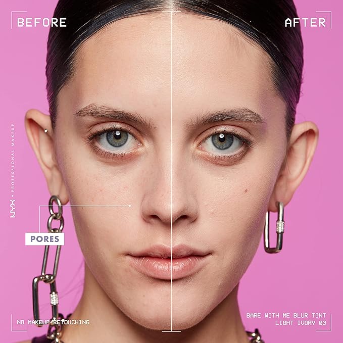 NYX PROFESSIONAL MAKEUP Bare With Me Blur Skin Tint Foundation Make Up with Matcha, Glycerin & Niacinamide - Light Ivory-Velvo Beauty