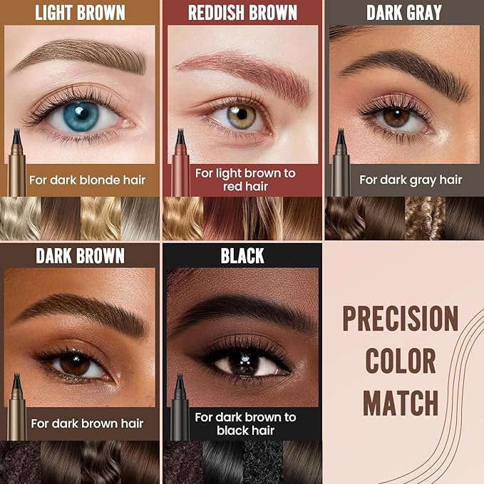 AWROSE Eyebrow Pencil, 3D Waterproof Microblading Eyebrow Pen 4 Fork Tip Tattoo Pencil, Precise Natural Brow Magic Eyebrow Pencil with Hair Like Strokes, 4 Points Multi-Used Eye Brow Pencils for Women-Velvo Beauty