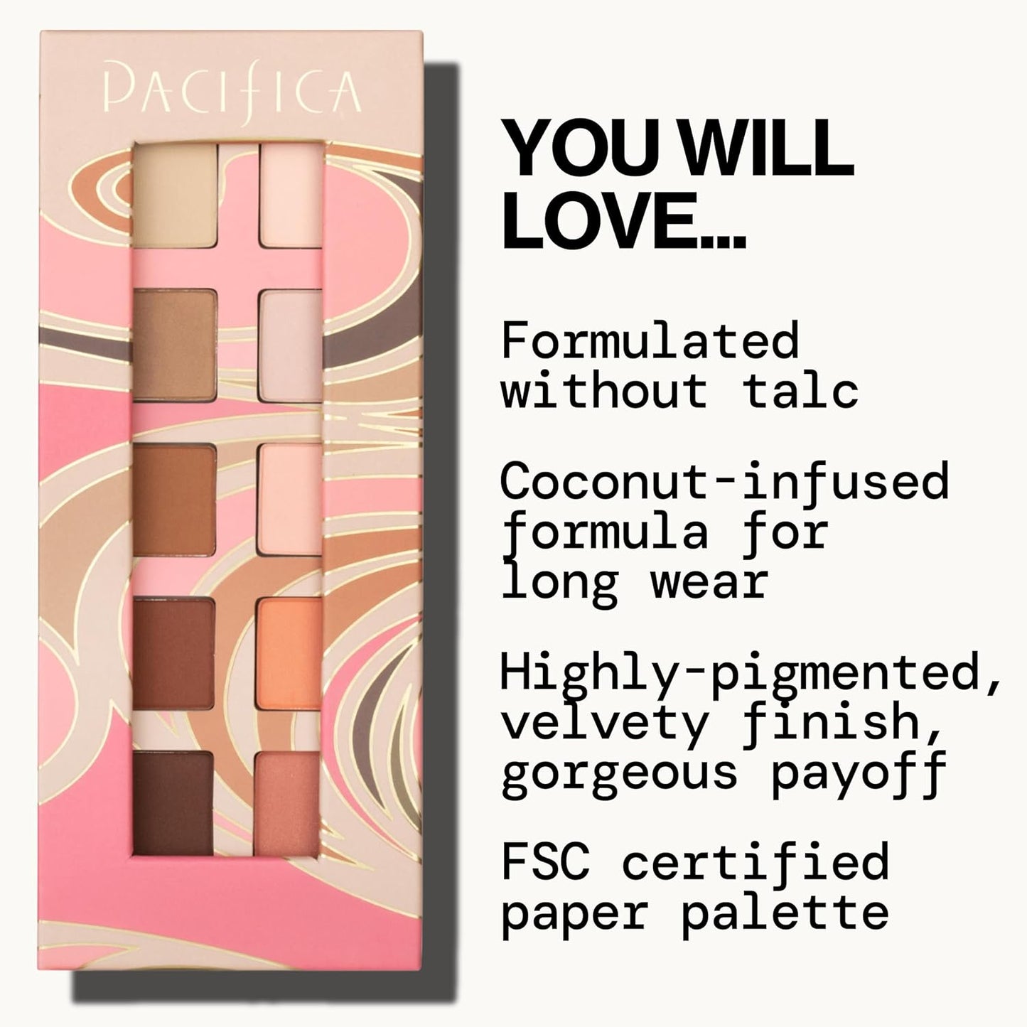 Pacifica Pink Nudes Mineral Eyeshadow Palette, 10 Neutral Shades, For Natural or Smoky Eye Look, Naked Eye Makeup, Longwearing & Blendable, Vegan, Cruelty Free Ophthalmologist Tested-Velvo Beauty