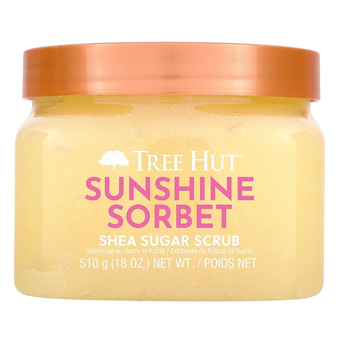 Tree Hut Sunshine Sorbet Shea Sugar Scrub | Exfoliating Body Scrub Removes Dead, Dry Skin for a Soft & Hydrated Feel | Nourishing Essential Body Care | 18 fl oz.-Velvo Beauty