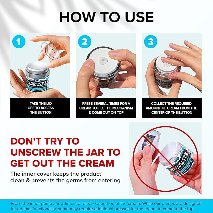 SimplyVital Collagen, Retinol & Hyaluronic Acid Cream - Anti-Aging Face Moisturizer for Face, Firming Skin Care Neck & Décolleté - Made in USA, Daily Moisturizer Face Cream Day & Night - 1.7 fl.oz.-Velvo Beauty