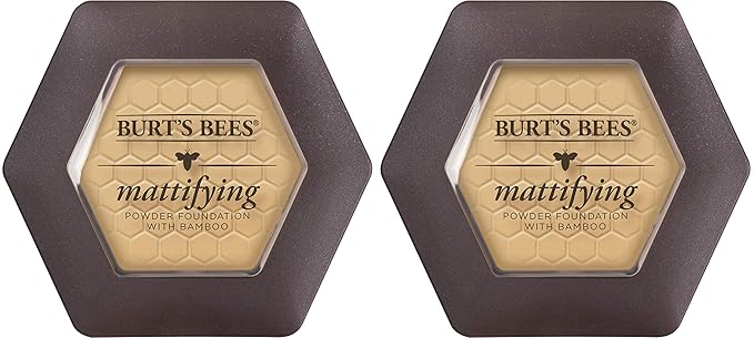 Burts Bees 100% Natural Mattifying Powder Foundation, Sand - 0.3 Ounce (Pack of 2)-Velvo Beauty