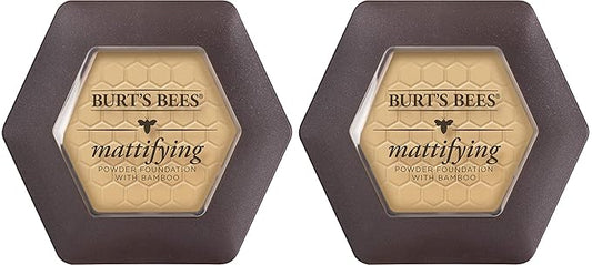 Burts Bees 100% Natural Mattifying Powder Foundation, Sand - 0.3 Ounce (Pack of 2)-Velvo Beauty
