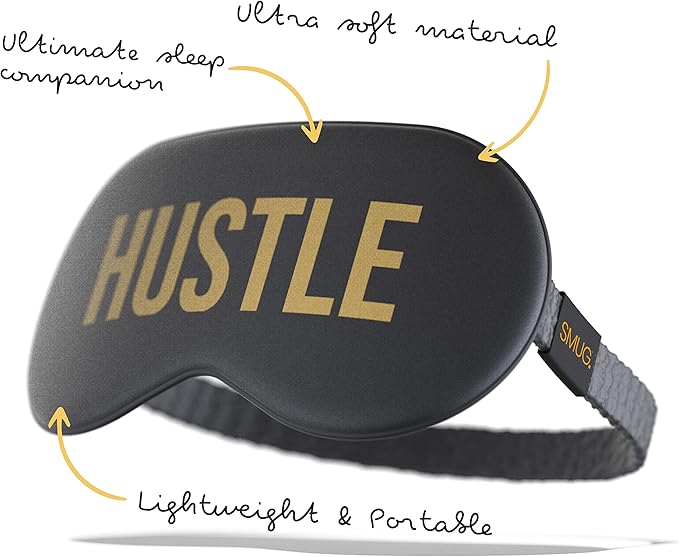 SMUG Satin Sleep Mask & Eye Mask | Travel Sleep Masks for Women & Men | Soft Sleeping Eye Mask to Nourish Skin & Reduce Dark Circles | Eye Sleep Mask Shades to Block Out Light | Hustle-Velvo Beauty