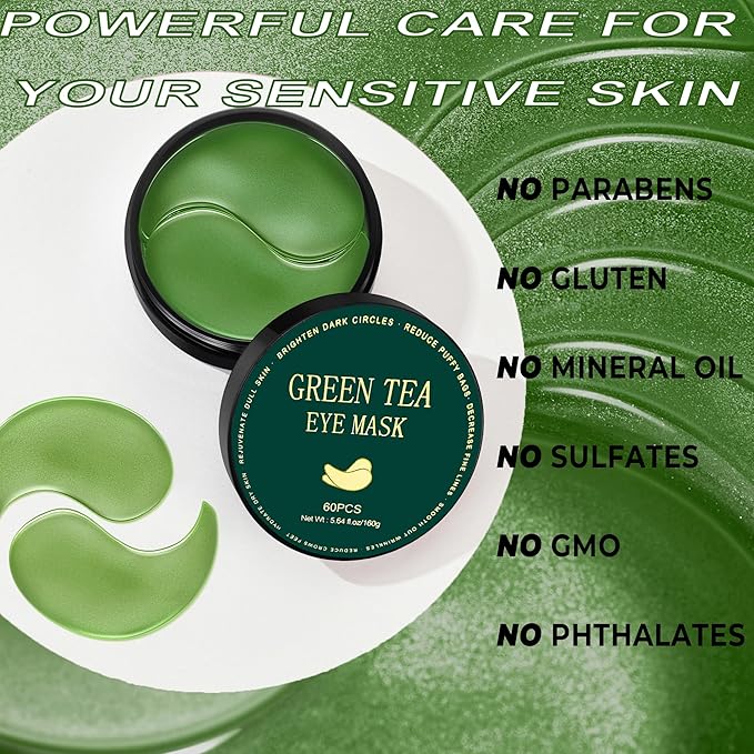 CCbeauty Under Eye Masks, Green Tea Collagen Eye Patches for Puffy Eyes, Dark Circles and Puffiness, Hydrating Mask Skincare, Gel Pads for Eye Bags and Wrinkles Under Eye Treatment,30pairs-Velvo Beauty
