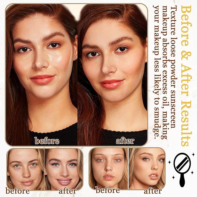 Lightweight Setting Powder,Waterproof Oil Control Translucent Face Powder,Smooth Long Lasting Matte Finish Loose Powder with Face Makeup Brush & Powder Puff（Natural Color）-Velvo Beauty