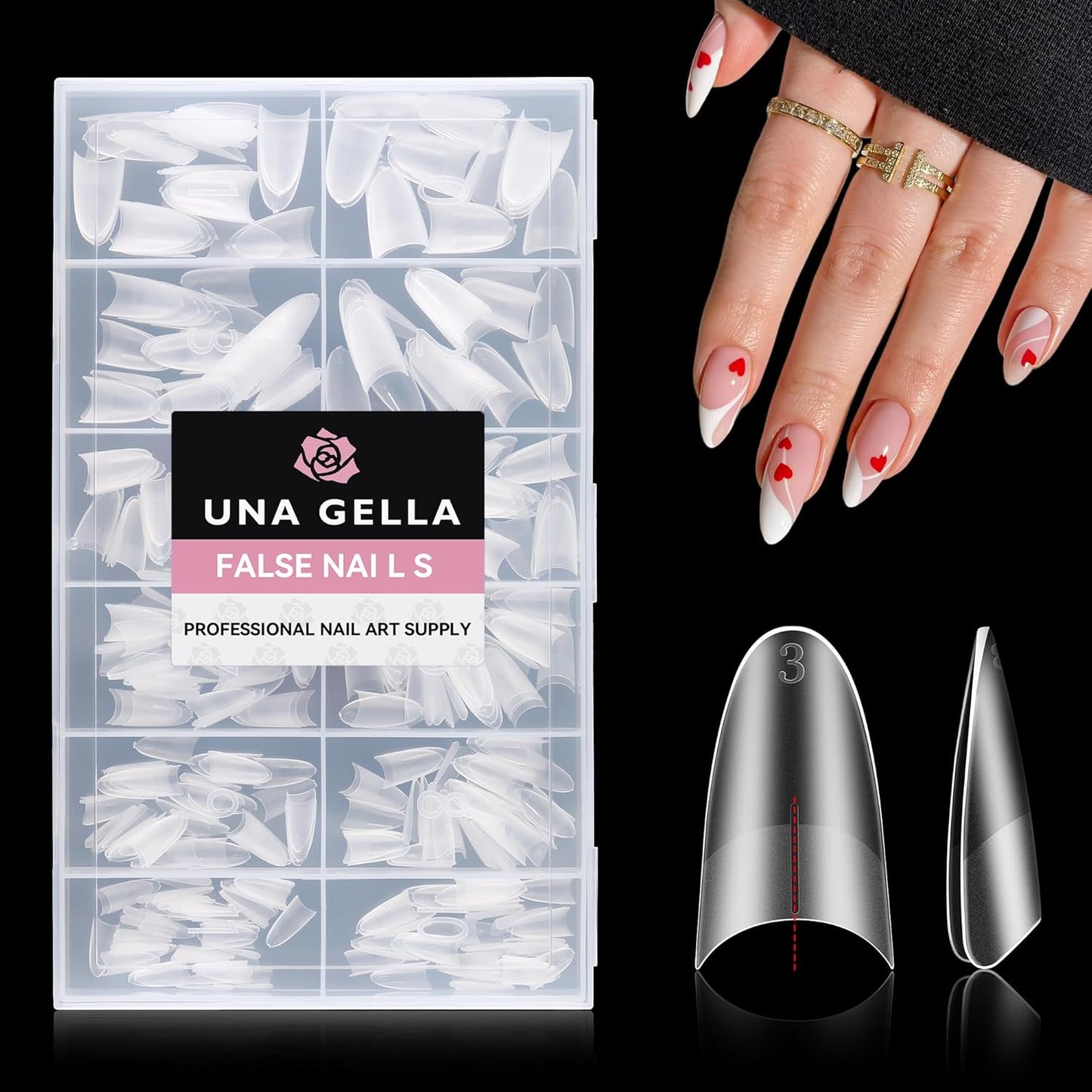 UNA GELLA Almond Gel Nails Tips Medium: 504pcs Full Matte Soft Gel Almond Shape Nail Tips Half Cover Clear Gelly Tips for Nail Art Press On Nails 12 Sizes, Nail Extensions-Velvo Beauty