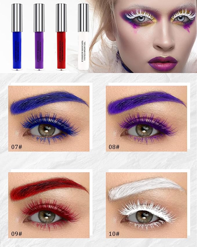 Tinted Brow Mascara Gel- 1Pcs Long-lasting Waterproof Smudge-proof Red Eyebrow Glue Colored Liquid Mascara, Tinted Brow Filler, Length Curly Mascara Women,Thanksgiving Eye Makeup Gift-09-Velvo Beauty