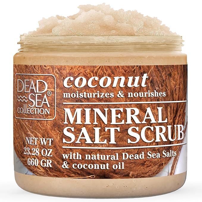 Dead Sea Collection Coconut Salt Scrub – Exfoliating Body Scrub for Women – Moisturizing and Nourishing Skin – with Pure Oils and Dead Sea Minerals (23.28 Oz)-Velvo Beauty