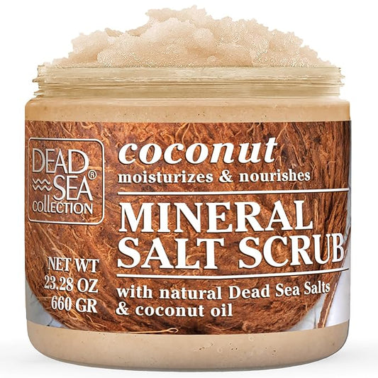 Dead Sea Collection Coconut Salt Scrub – Exfoliating Body Scrub for Women – Moisturizing and Nourishing Skin – with Pure Oils and Dead Sea Minerals (23.28 Oz)-Velvo Beauty