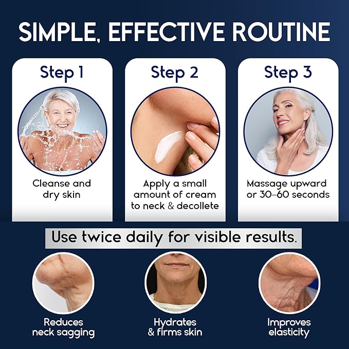 Neck Creams for Tightening and Firming Sagging Skin - Skin Tightening Cream for Face - Decollete & Chest, Under Chin Firming for Older Women - Neck Wrinkles Treatment with Collagen & Hyaluronic Acid-Velvo Beauty