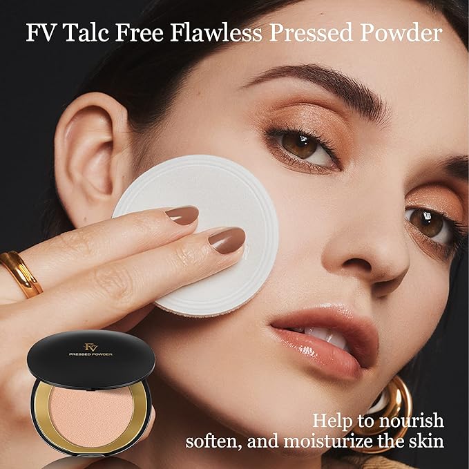 FV Setting Powder, Oil-Control, Long-Lasting, Medium Coverage Pressed Face Powder Makeup, Matte Finish for Oily, Dry & Normal Skin, Natural Beige, 0.28 Oz-Velvo Beauty