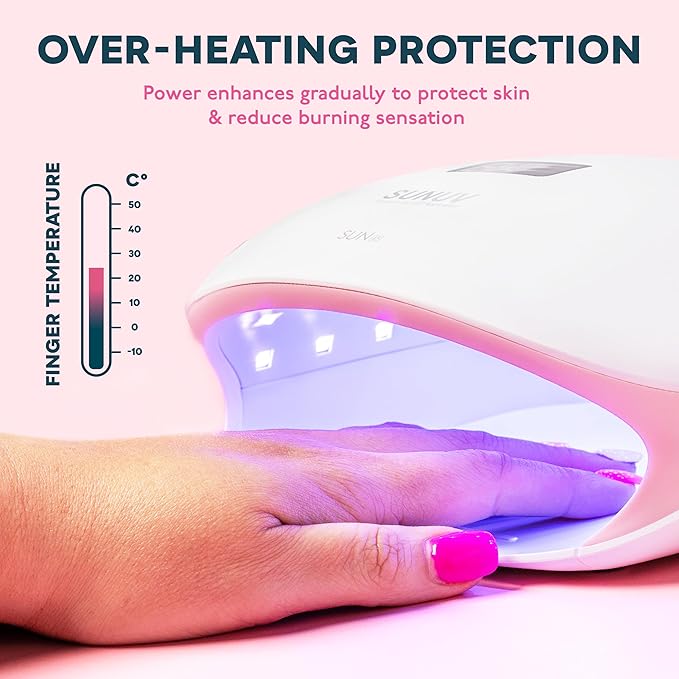 SUNUV LED UV Nail Light, UV Lamp for Gel Nails Polish with 4 Timer Settings, LCD Display Removable Base, SUN4S Pink-Velvo Beauty
