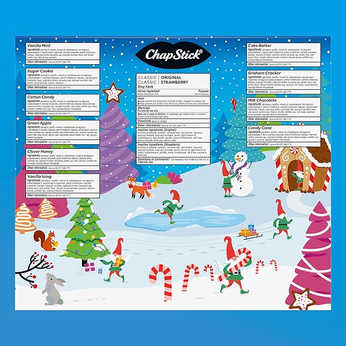 ChapStick 12 Days of Holiday Advent Calendar Lip Balm Gift Set - 0.15 Oz-Velvo Beauty