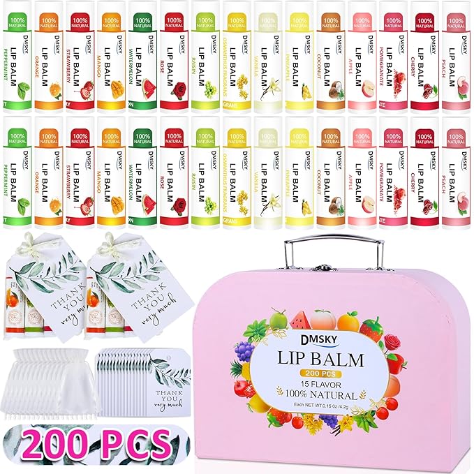 DMSKY 200 Pack Lip Balm, Natural Lip Balm Bulk with Vitamin E and Coconut Oil, Moisturizing Soothing Chapped Lips, Gifts for Women Stocking Stuffers Party Favors-Velvo Beauty