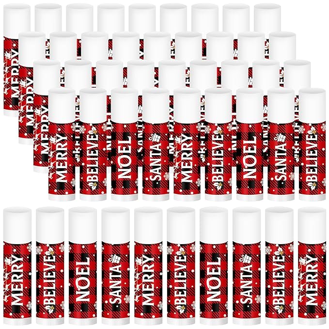 Sosation 80 Pcs Christmas Flavored Lip Balm Bulk Holiday Christmas Stocking Gift Set Celebrate Lip Balm Stick Beauty Lip Care-Velvo Beauty