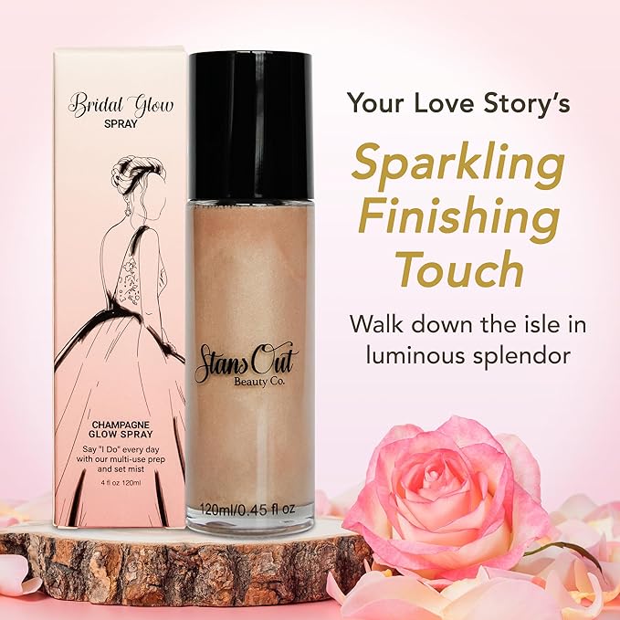 StansOut Beauty Co Bridal Glow Setting Spray | Dewy Illuminating Face Mist Fixing Spray for Makeup Finish | Long-Lasting Makeup Setting Spray for Face Paint, Dewy Finish, and Mature Skin 120ml-Velvo Beauty