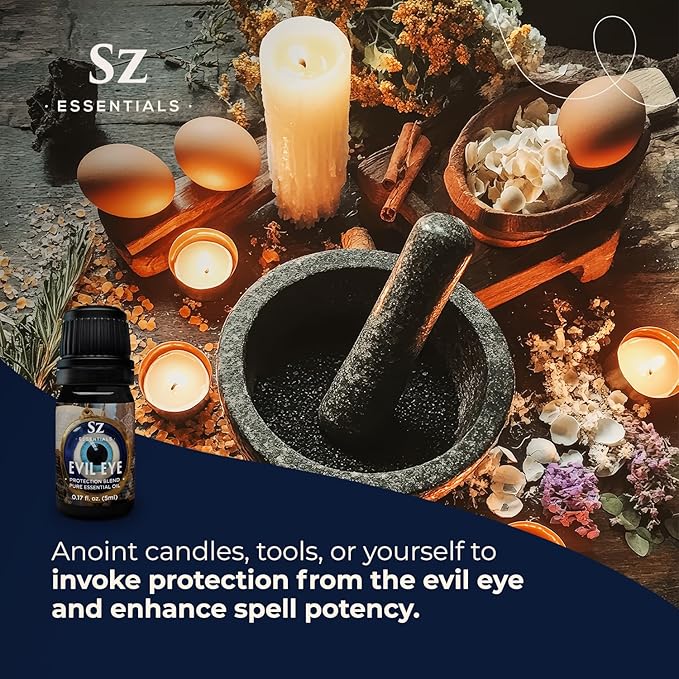 Evil Eye Protection Pure Essential Oil Blend - All-Natural Oils for Spells, Cleansing, Amulets & Rituals - Safeguard Against Negativity Evil & Harm -Therapeutic Grade & Vegan (5ml)-Velvo Beauty