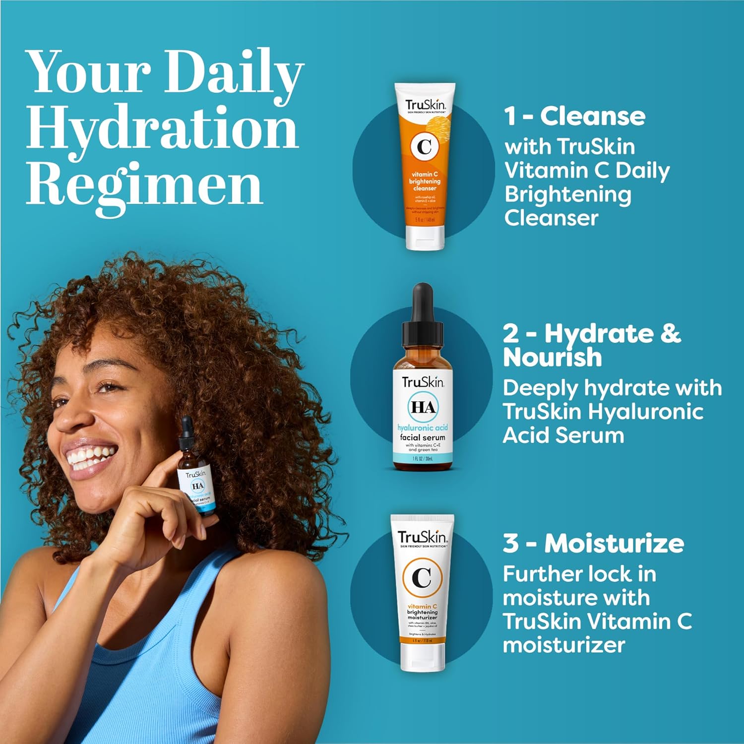 TruSkin Hyaluronic Acid Serum for Face + 7 Ultra Hydrating Ingredients – Best Face Serum for Moisturizing, Visibly Plumping Skin & Smoothing the Look of Fine Lines, 1 fl oz-Velvo Beauty