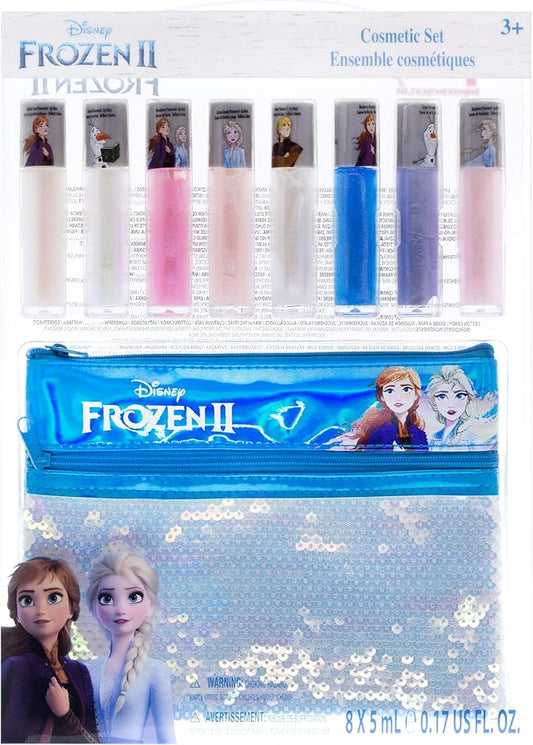 Townley Girl Disney Frozen 2 Anna and Elsa Lip Gloss Set with Sequin Bag, Ages 3+ (9 Pcs)-Velvo Beauty