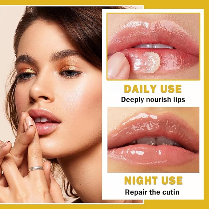 NVLEPTAP 2PCS Bee Lip Balm Honey Pot Honey & Strawberry Lip Balm Moisturizing Honey Lip Mask Lip Care Products Lip Balm with Wand-Velvo Beauty