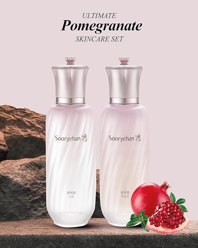 Sooryehan Ultimate Pomegranate (Skincare Set, 12.3fl oz) - Improved Skin Elasticity, Reduced Pores/Wrinkles & Gentle Exfoliation, Vitamin C, Adenosine & Niacinamide-Velvo Beauty