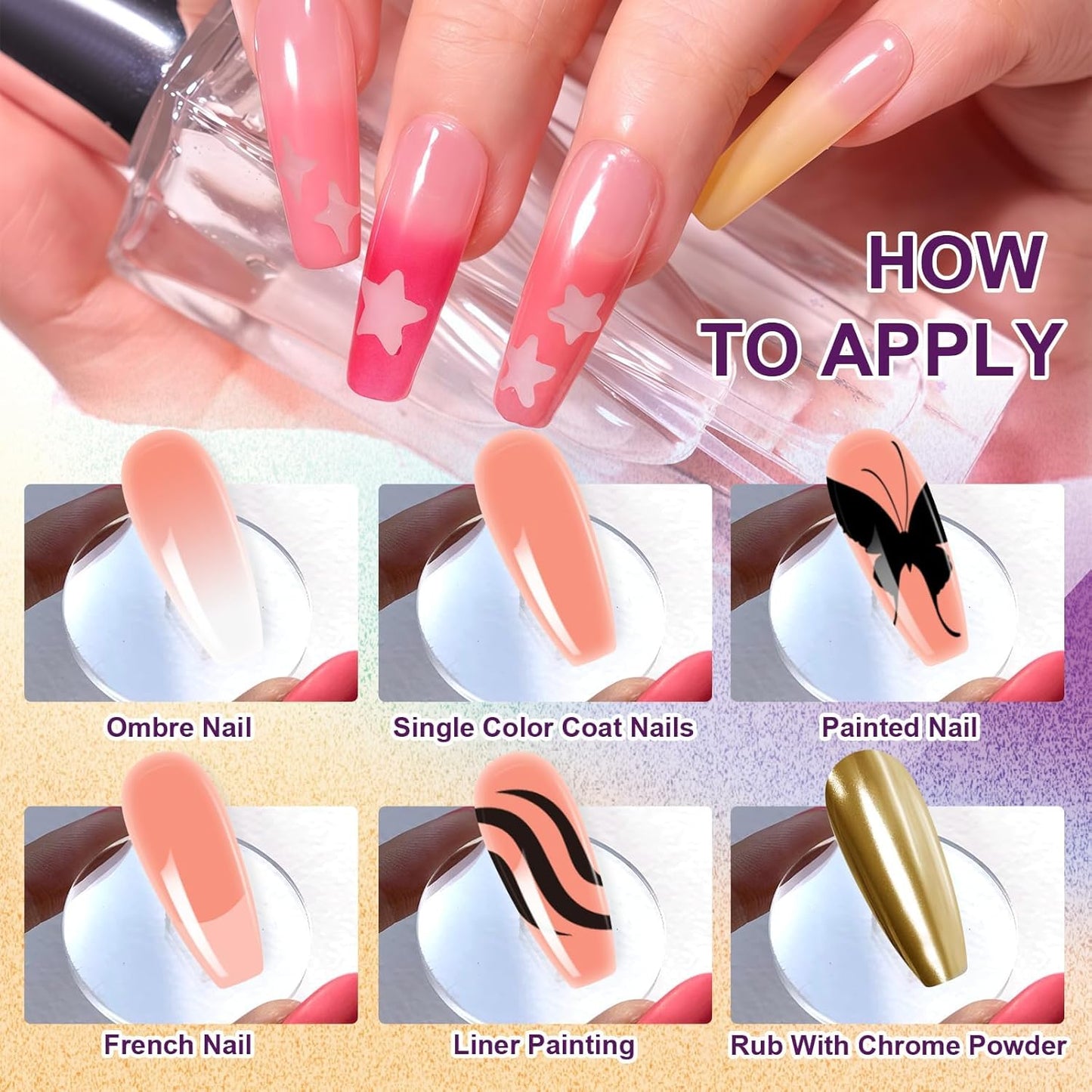 Gradient Painting Gel, 9 Colors Ombre Gel Nail Polish Nude Pink Almond Gary Sponging for Pigment Pat Aura Nails French Manicure Soak Off UV DIY Nail Art Nude Rose Chroma-Velvo Beauty