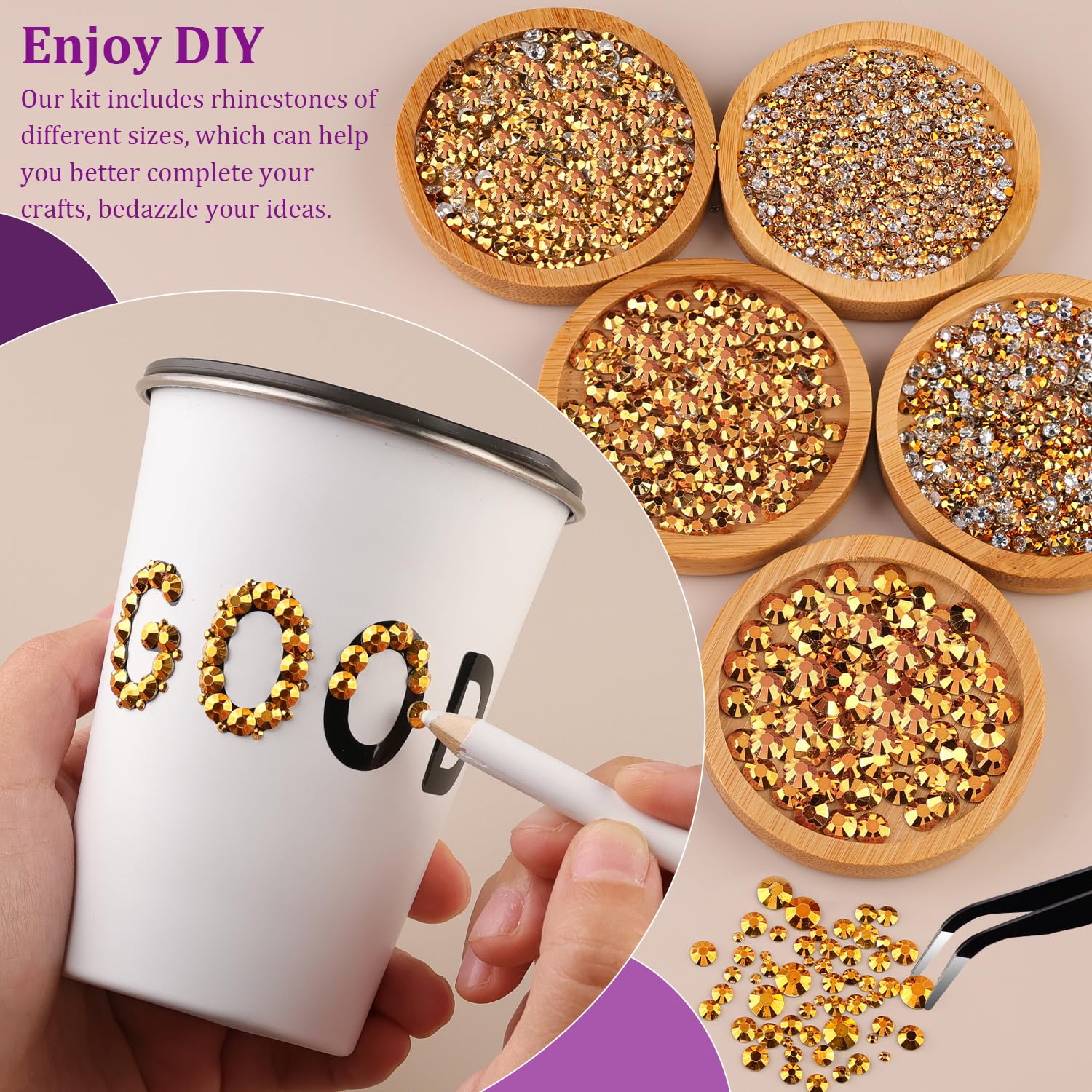 Resin Jelly Rhinestones for Crafting with B7000 Jewelry Glue, 2 Boxes Gold Flatback Crystals with 3Pcs 10ml Glue, Bedazzling Non Hotfix Gems for DIY Tumblers Clothing Shoes Manicure-Velvo Beauty