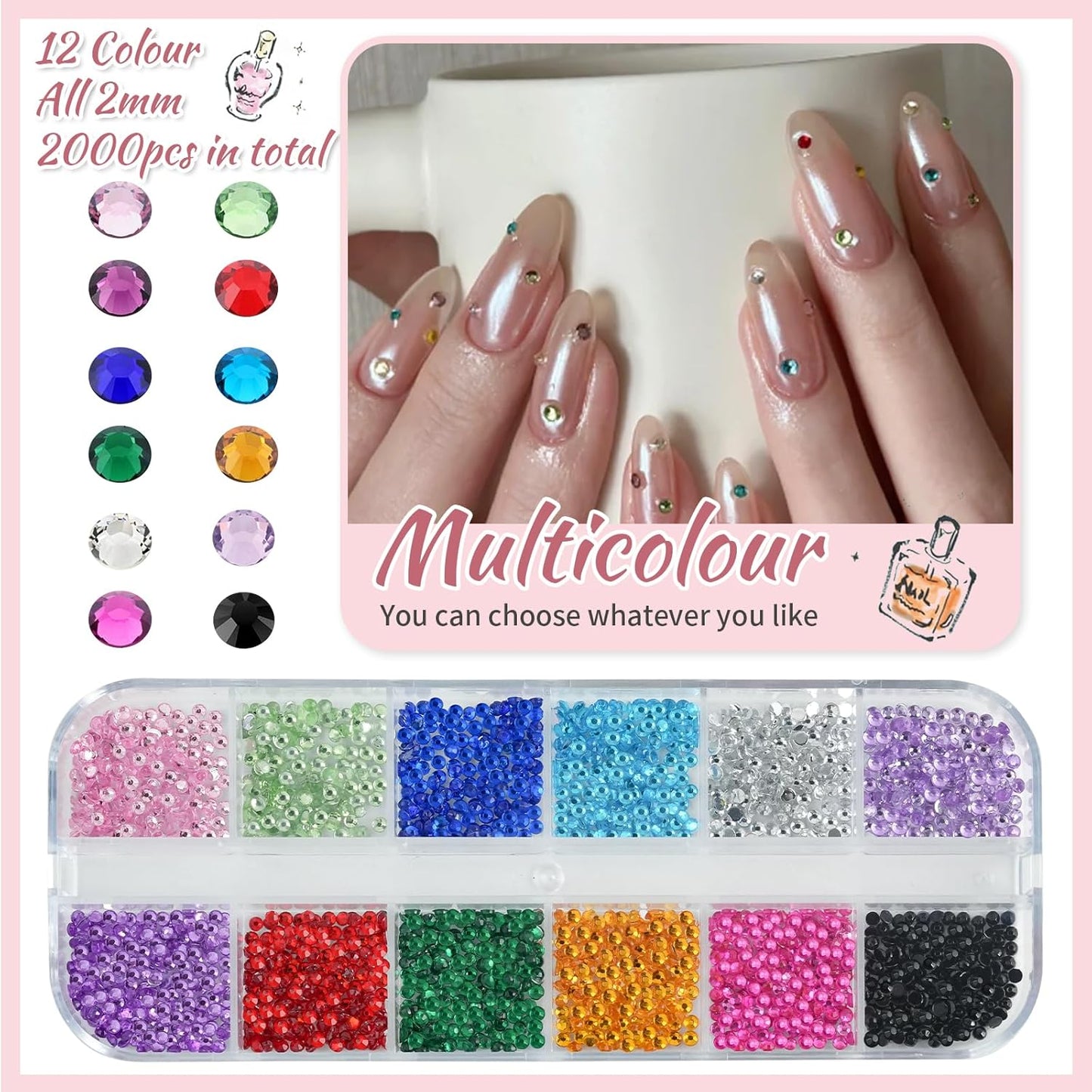 5200PCS Nail Gems and Charms, AB Crystal Nail Rhinestones with Flatback Nail Pearls, Pick Up Tweezers, Rhinestone Picker Tool, Flat Back Nail Gems for Nail Art, Clothes, Face, Craft-Velvo Beauty