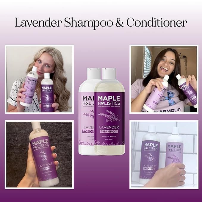 Aromatherapy Lavender Shampoo and Conditioner Set - Paraben and Sulfate Free Shampoo and Conditioner for Women with Chamomile Panthenol Jojoba Oil plus Cleansing and Calming Lavender Essential Oil-Velvo Beauty
