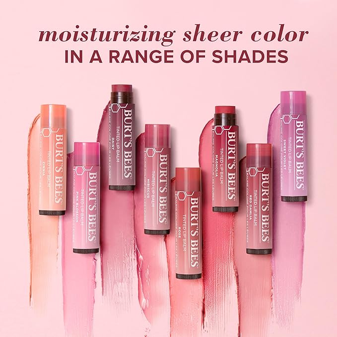 Burt's Bees Lip Tint Balm with Long Lasting 2 in 1 Duo Tinted Balm Formula, Color Infused with Deeply Hydrating Shea Butter for a Natural Looking Buildable Finish, Soft Hibiscus (2-Pack)-Velvo Beauty