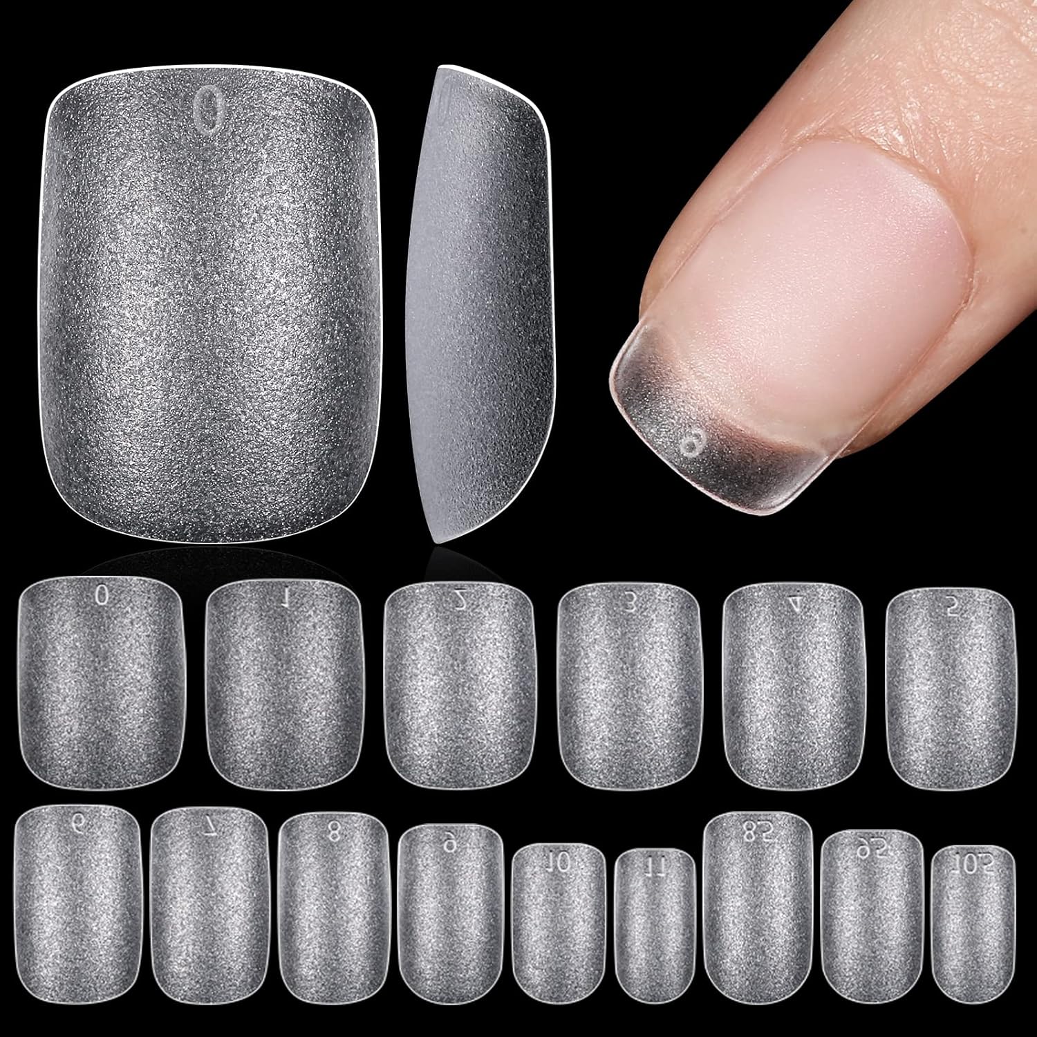 TOMICCA Extra Short Square Nail Tips, 240Pcs Acrylic Full Cover False Press on Nails Tips, 15 Sizes Pre-shaped Double-sided Matte Gel Fake nails for Extension-Velvo Beauty