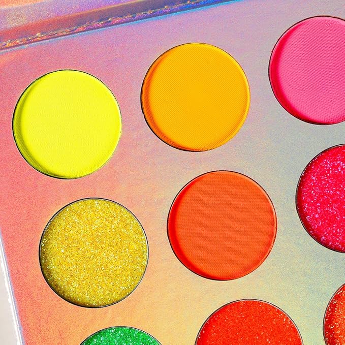 DE'LANCI Neon Eyeshadow Palette Glow in the Dark, Aurora Glow Eyeshadow Pallets Stage, Halloween Christmas Makeup Kit UV Blacklight Matte and Glitter Fluorescent Eye Shadows Highly Pigment-Velvo Beauty