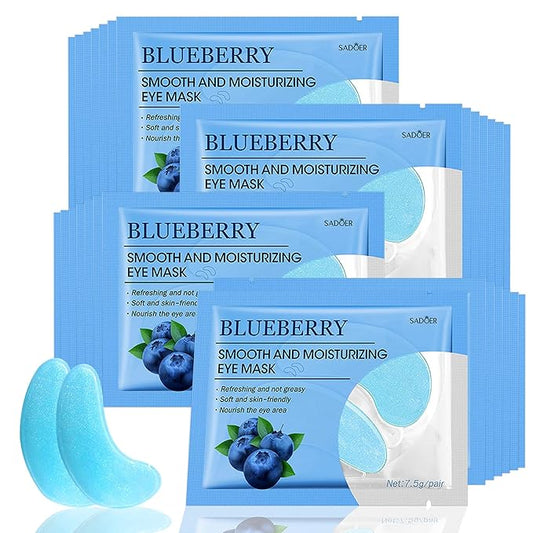 Under Eye Patches- 28 Pairs Blueberry Collagen Eye Mask Eye Patches for Reducing Puffy Eyes and Dark Circles, Anti Aging Gel Eye Pads Under Eye Mask, Blue-Velvo Beauty