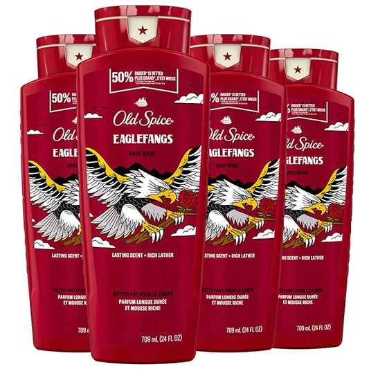Old Spice Body Wash for Men, Eaglefangs, Long Lasting Lather, 24 fl oz (Pack of 4)-Velvo Beauty